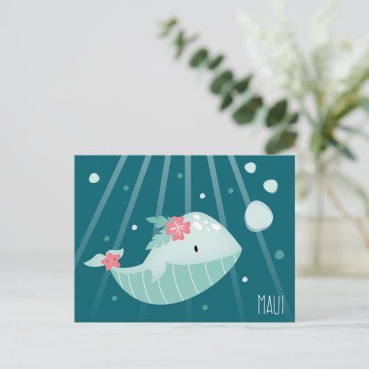 briefkaart "Whale Maui" (Staand voorkant)