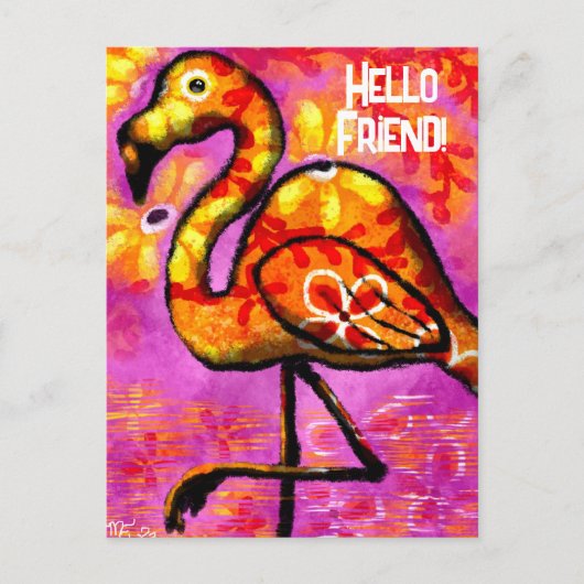 Briefkaart - Whimsical Abstract Flamingo Roze Sina (Voorkant)