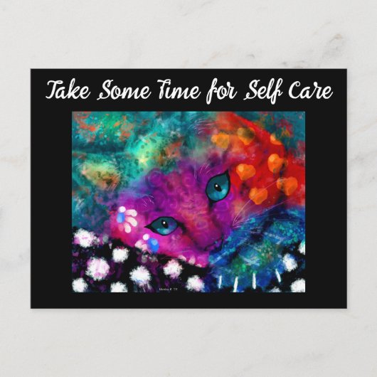 Briefkaart - Whimsical Cat Self Care (Voorkant)