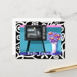 Briefkaart - Whimsical Retro TV Televisie Schilder