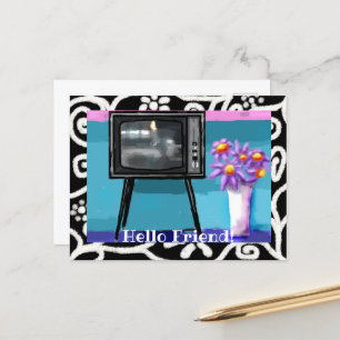Briefkaart - Whimsical Retro TV Televisie Schilder