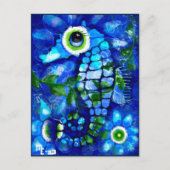Briefkaart - Whimsical Seahorse Abstract Art Blue (Voorkant)