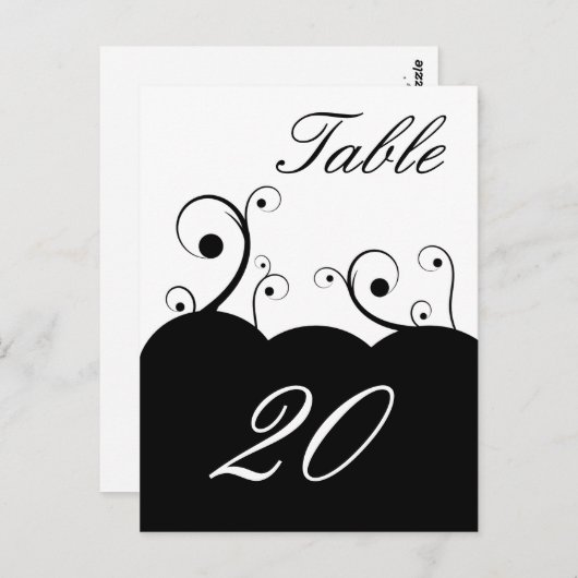 Briefkaart Whirls Table Number (Voorkant / Achterkant)