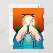 Briefkaart-Whooping Crane Tortelduifjes Briefkaart (Voorkant / Achterkant)