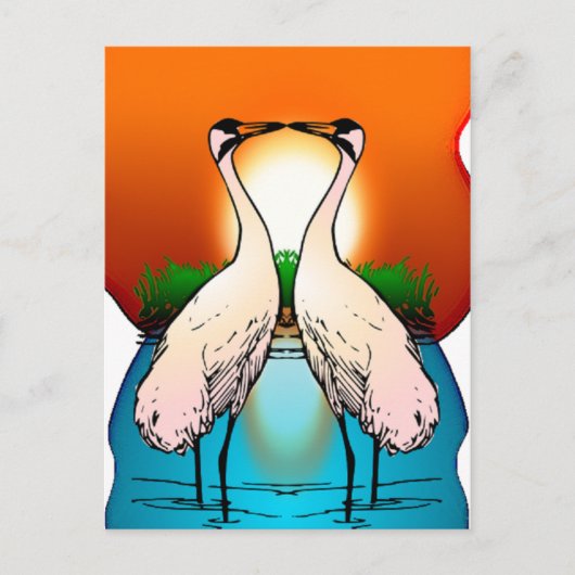 Briefkaart-Whooping Crane Tortelduifjes Briefkaart (Voorkant)