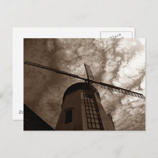 Briefkaart ~ Windmill Sails against Clouds ~ Sepia (Voorkant / Achterkant)
