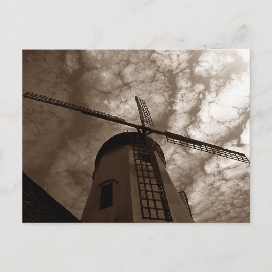 Briefkaart ~ Windmill Sails against Clouds ~ Sepia (Voorkant)