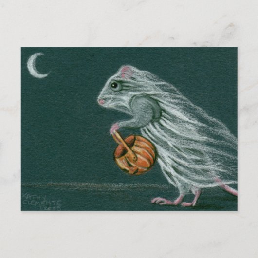 Briefkaart Windy Halloween Ghost (Voorkant)