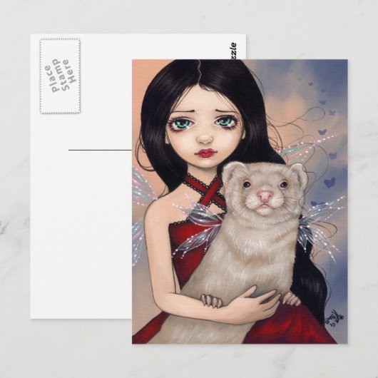 briefkaart "Winged Ferret" (Voorkant / Achterkant)