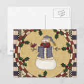 Briefkaart - Winter-Dress-Snowman (Voorkant / Achterkant)
