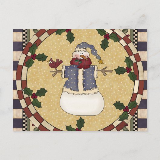 Briefkaart - Winter-Dress-Snowman (Voorkant)
