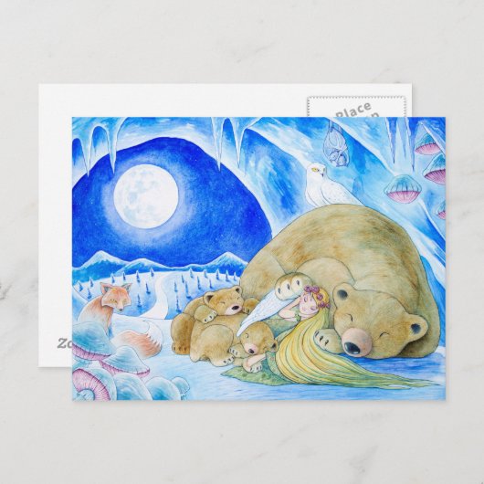 briefkaart "Winter Night" (Voorkant / Achterkant)