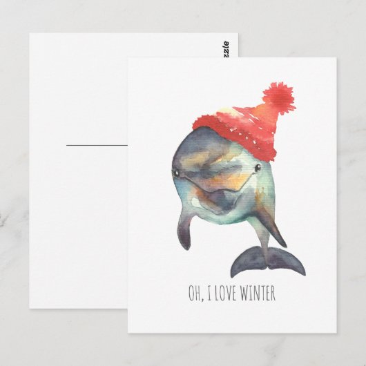 briefkaart "Winterdolfijn" (Voorkant / Achterkant)