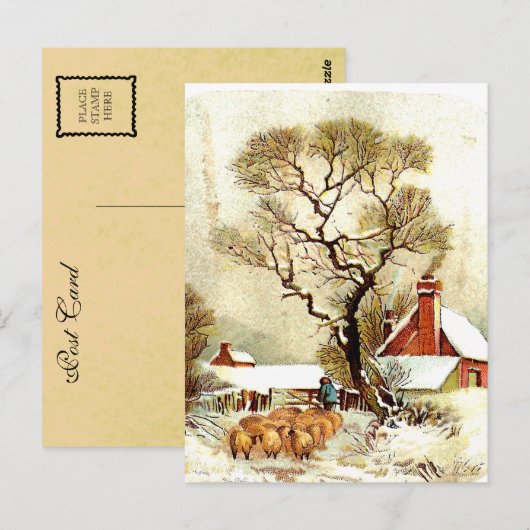  Briefkaart winterscène (Voorkant / Achterkant)