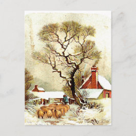 Briefkaart winterscène