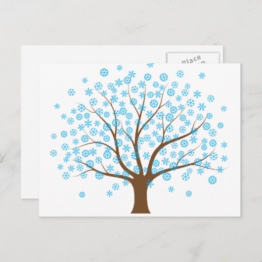 Briefkaart wintersneeuwvlokken (Voorkant / Achterkant)