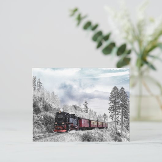 briefkaart wintertrein (Staand voorkant)