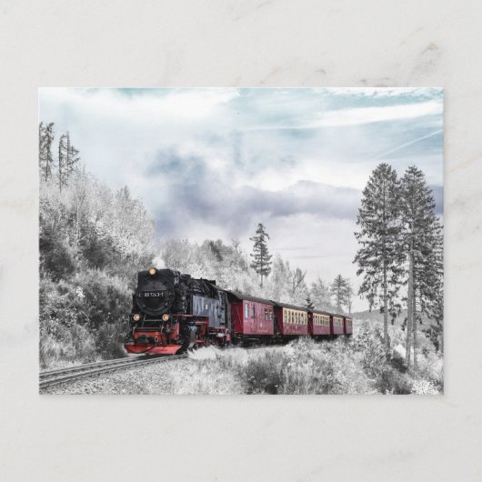 briefkaart wintertrein (Voorkant)