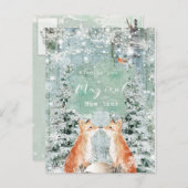 briefkaart " wintervakantie met roofvossen " (Voorkant / Achterkant)