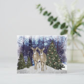 Briefkaart winterWonderland Deer en kerstboom (Staand voorkant)