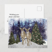 Briefkaart winterWonderland Deer en kerstboom (Voorkant / Achterkant)