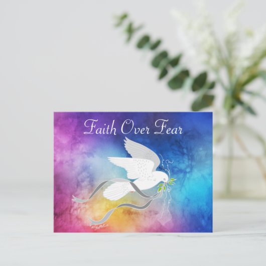 Briefkaart Witte Dove (Staand voorkant)