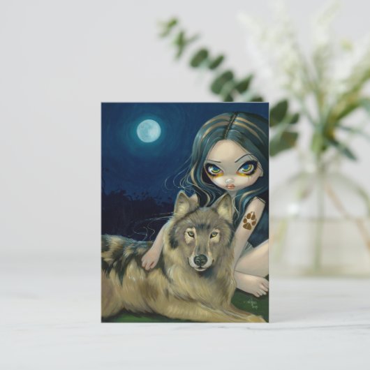 briefkaart "Wolf Moon" (Staand voorkant)