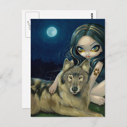 briefkaart "Wolf Moon" (Voorkant / Achterkant)