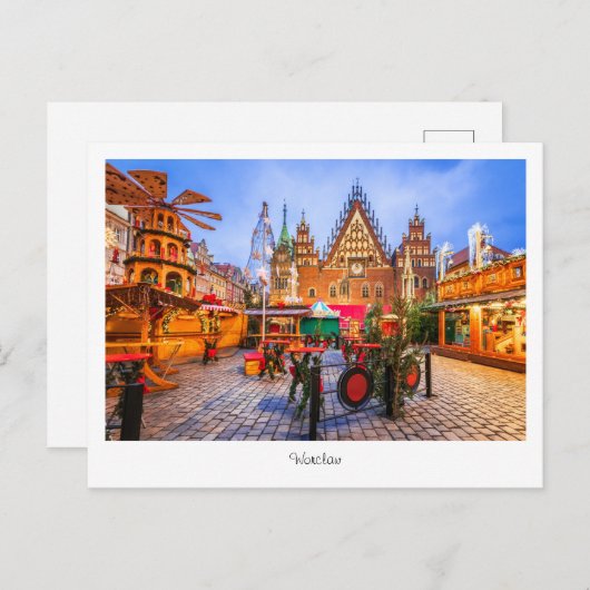 Briefkaart Worclaw night scene, Polen (Voorkant / Achterkant)