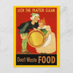 Briefkaart: WWII Lick the Platter Clean Briefkaart