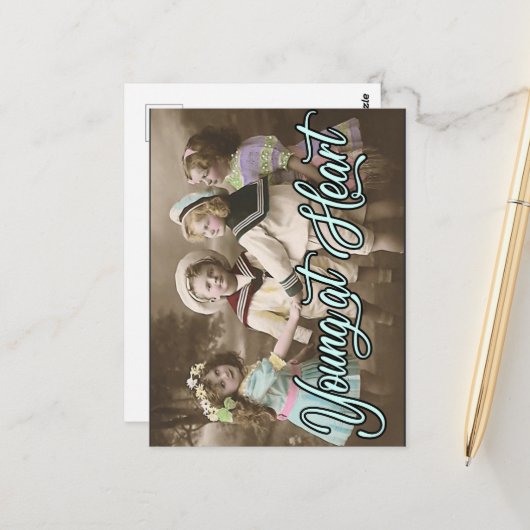 Briefkaart Young bij Heart  Kinderen die spelen (Voorkant / Achterkant in situ)