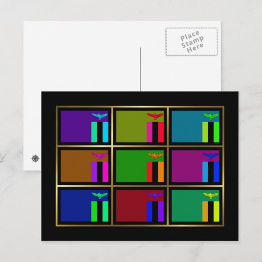 Briefkaart Zambia Multihue Flags (Voorkant / Achterkant)