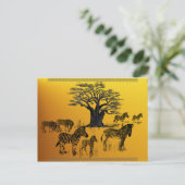 Briefkaart zebra en Baobab (Staand voorkant)