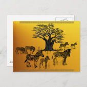 Briefkaart zebra en Baobab (Voorkant / Achterkant)