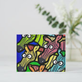 Briefkaart ZEBRAS GRAFFITI (Staand voorkant)