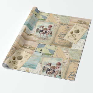 Briefkaart zeestrand collage Cadeaupapier