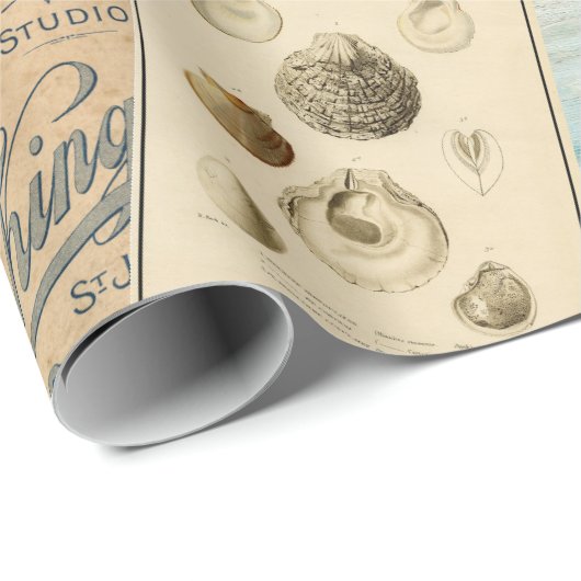  Briefkaart zeestrand collage Cadeaupapier (Rol Hoek)