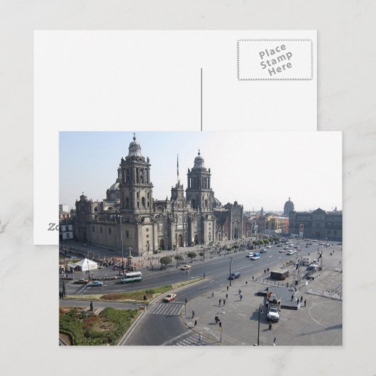 Briefkaart Zocalo Cathedraal, Mexico City (Voorkant / Achterkant)