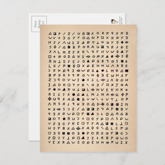 Briefkaart Zodiac Cipher (Voorkant / Achterkant)