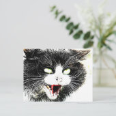 Briefkaart Zombie Cat (Staand voorkant)