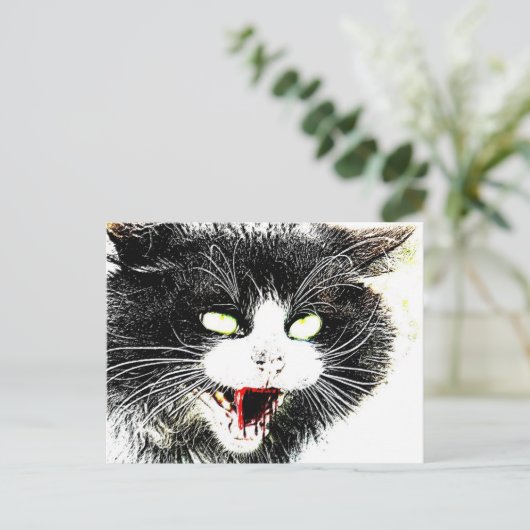 Briefkaart Zombie Cat (Staand voorkant)