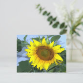 Briefkaart Zonnebloem met cartoon effect Geel (Staand voorkant)