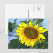 Briefkaart Zonnebloem met cartoon effect Geel (Voorkant / Achterkant)