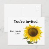 Briefkaart zonnebloemuitnodiging (Voorkant / Achterkant)