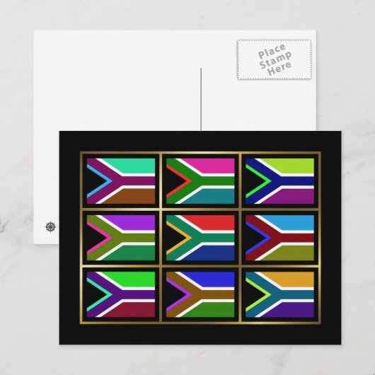 Briefkaart Zuid-Afrika Multihue Vlaggen (Voorkant / Achterkant)