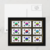 Briefkaart Zuid-Korea Multihue Vlaggen (Voorkant / Achterkant)