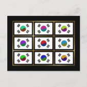 Briefkaart Zuid-Korea Multihue Vlaggen (Voorkant)