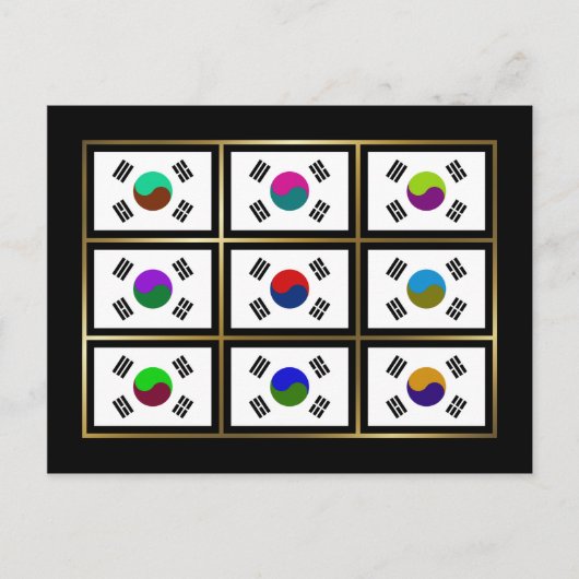 Briefkaart Zuid-Korea Multihue Vlaggen (Voorkant)