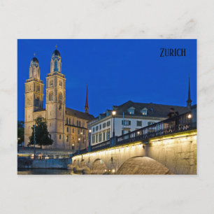 Briefkaart Zurich Blue Hour