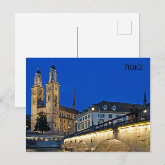 Briefkaart Zurich Blue Hour (Voorkant / Achterkant)